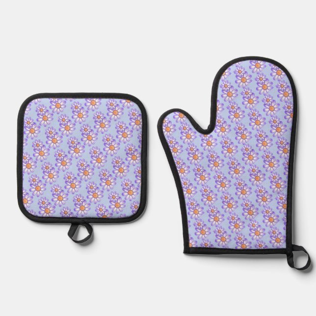 A purple paradise oven mitt & pot holder set (Front)