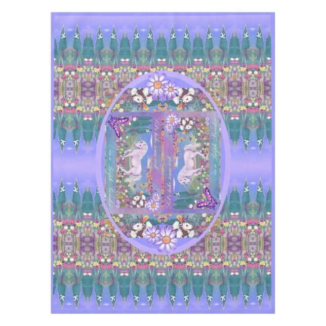 A purple Paradise Tablecloth (Front)