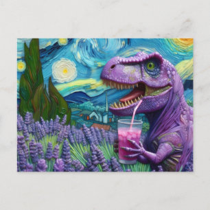 A purple T-Rex with lavender lemonade fantasy  Postcard