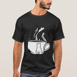A Purr-fect Brew: Black & White Cat T-Shirt