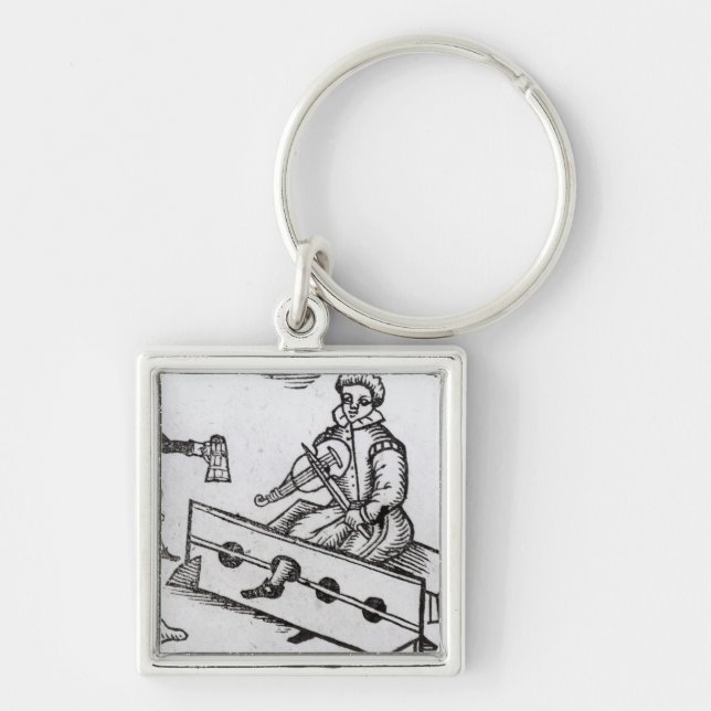 A Purse Snatcher in the Stocks Key Ring (Front)