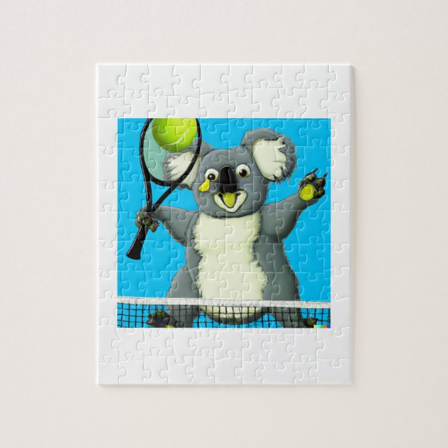 A puzzle of a koala playing tennis (Vertical)
