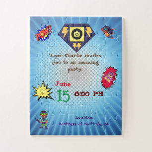 A puzzle-shaped birthday invitation. jigsaw puzzle