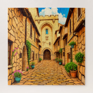 A quaint cobblestone street jigsaw puzzle