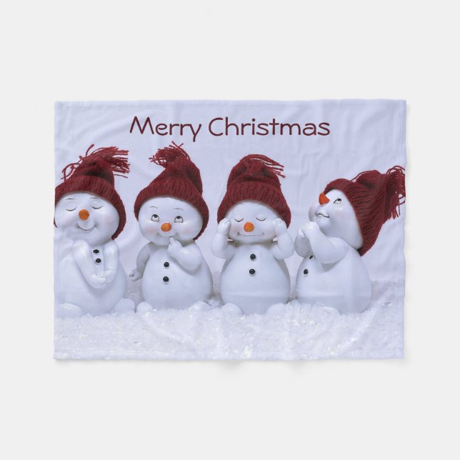 A quartet of snowmen fleece blanket (Front (Horizontal))
