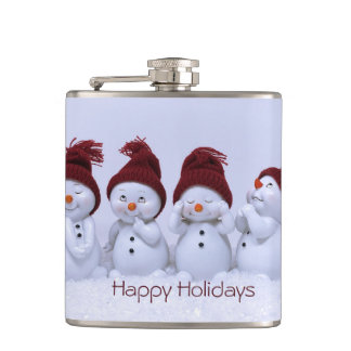 A quartet of snowmen hip flask