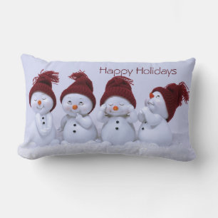 A quartet of snowmen lumbar cushion