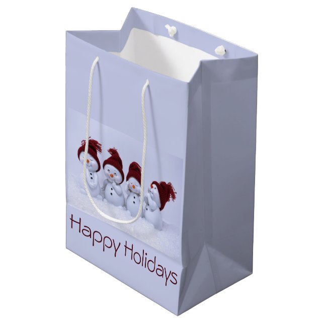 A quartet of snowmen medium gift bag (Front Angled)