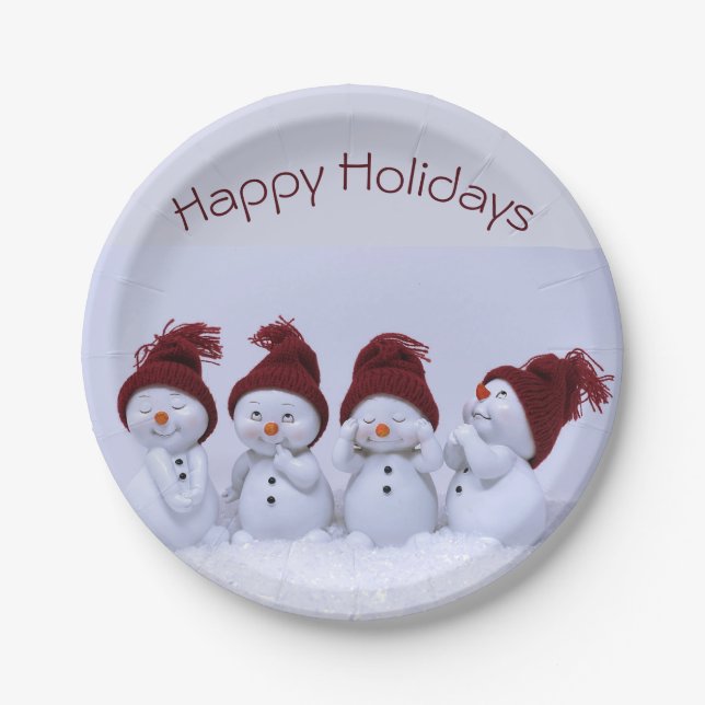 A quartet of snowmen paper plate (Front)