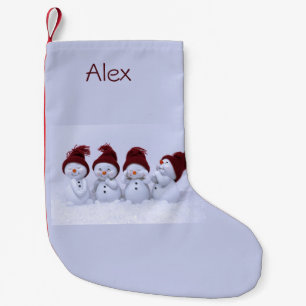 A quartet of snowmen small christmas stocking