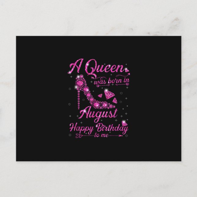 A Queen Was Born In August Birthday Gift Women Announcement Postcard (Front)