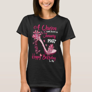 A Queen Was Born In January 1957 High Heel 66th Bi T-Shirt