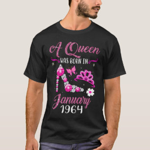 A Queen Was Born in January 1964 57th Birthday T-Shirt