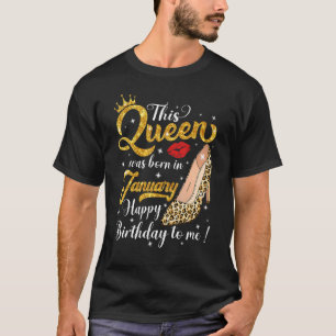 A Queen Was Born In January Birthday Leopard High T-Shirt