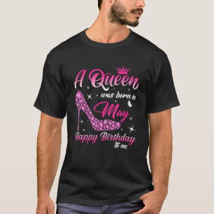 A Queen Was Born In May Birthday Women Girls High T-Shirt