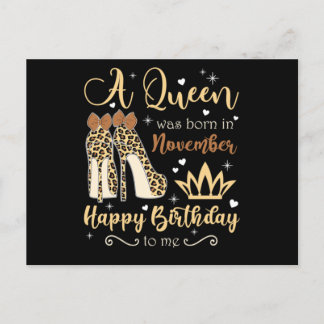 A Queen Was Born In November Happy Birthday Invitation Postcard