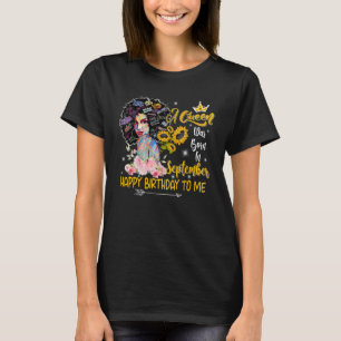 A Queen Was Born In September Birthday Afro Women T-Shirt