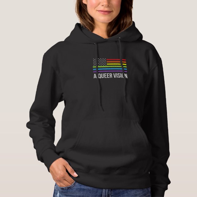 A Queer Vision Lgbtq Nonbinary Pride Gender Neutra Hoodie (Front)
