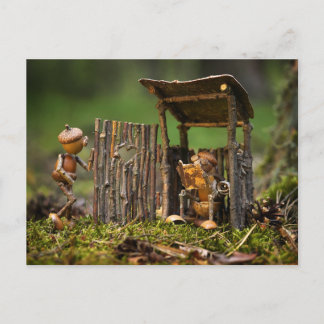 A queue for the toilet at the campsite postcard