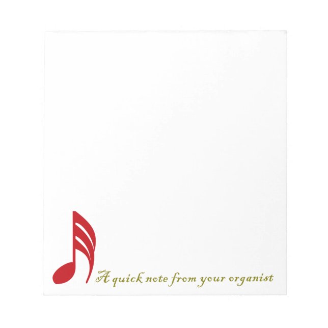 A quick note from your organist notepad (Front)