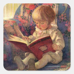 “A Quiet Corner” by Jessie Willcox Smith Square Sticker