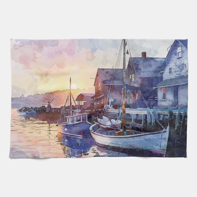 A Quiet Harbour Tea Towel (Horizontal)