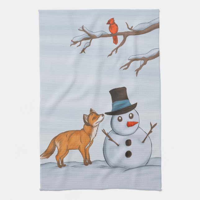 A Quiet Snow Day Tea Towel (Vertical)