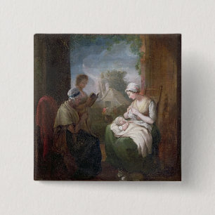 A Quiet Time, c.1810 (oil on canvas) 15 Cm Square Badge