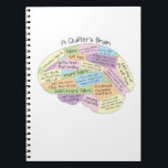 A Quilter’s Brain Notebook – Funny Quilting Gift<br><div class="desc">Capture every creative idea,  fabric combo,  and quilt plan in this “A Quilter’s Brain” notebook! With a fun,  crafty design that celebrates the beautifully busy mind of a quilter,  it’s perfect for sketching patterns,  jotting notes,  or daydreaming about your next project. A thoughtful gift for any sewing enthusiast!</div>