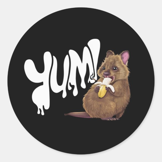 A Quokka eating a banana Classic Round Sticker (Front)