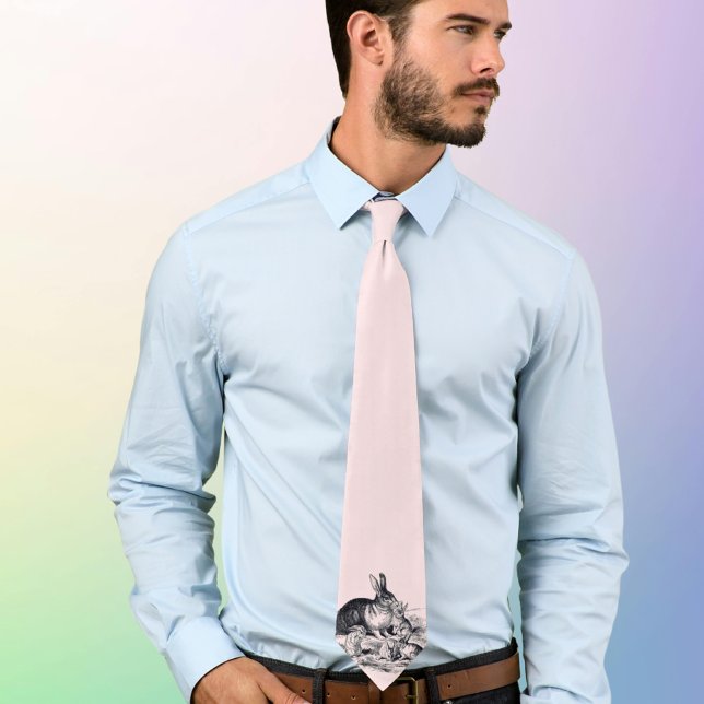 A rabbit family - vintage illustration tie (Creator Uploaded)