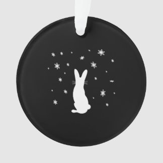 A Rabbit In The Snow Beautiful Christmas Time Ornament