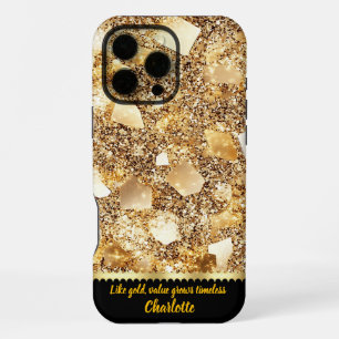 A radiant display of shimmering gold sparkles iPhone 16 pro max case
