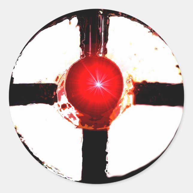 A Railroad Crossing Wig Wag Signal Classic Round Sticker (Front)