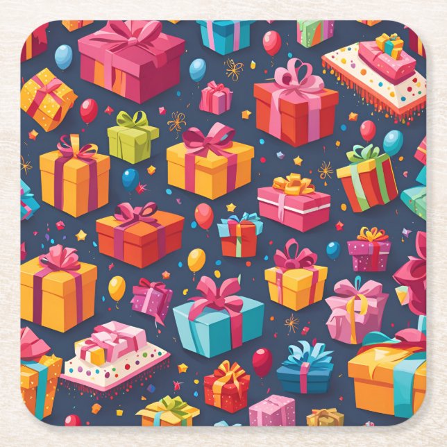 A rain of gifts square paper coaster (Front)