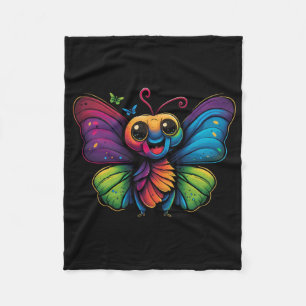 A rainbow-coloured-butterfly fleece blanket