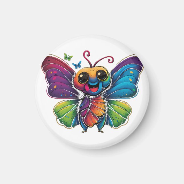 A rainbow-coloured-butterfly magnet (Front)