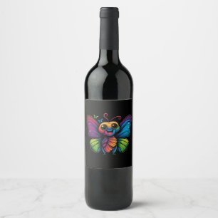 A rainbow-coloured-butterfly wine label
