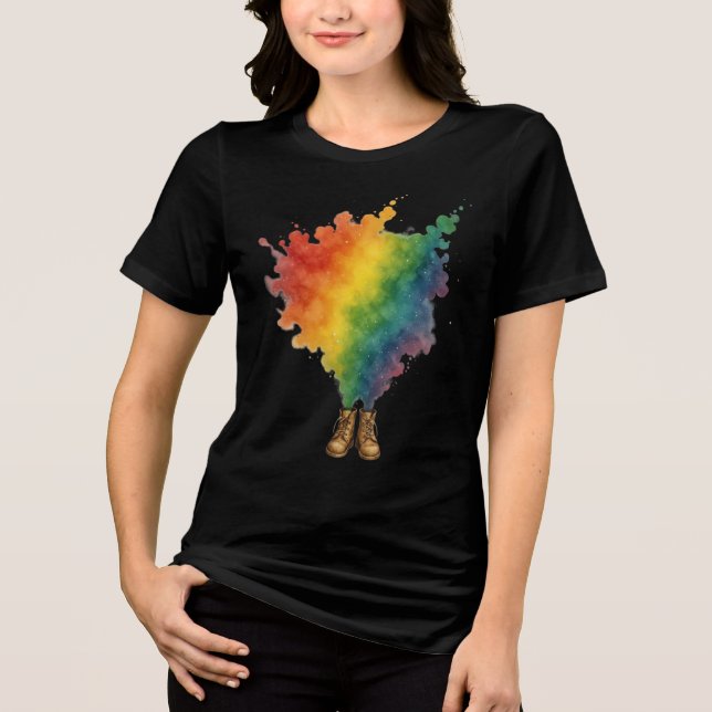 A Rainbow in Beige Boots Tri-Blend Shirt (Front)