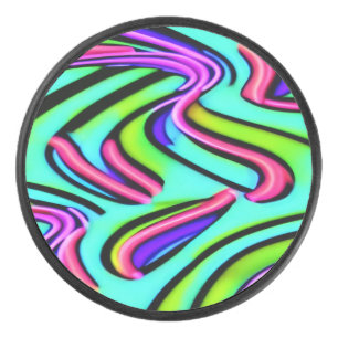 A rainbow of colours in the air hockey puck