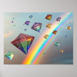 A Rainbow of Diamonds: Floating Jewels in the Sky Poster