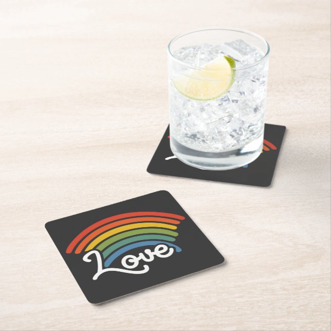 A Rainbow of Love Square Paper Coaster (Insitu)