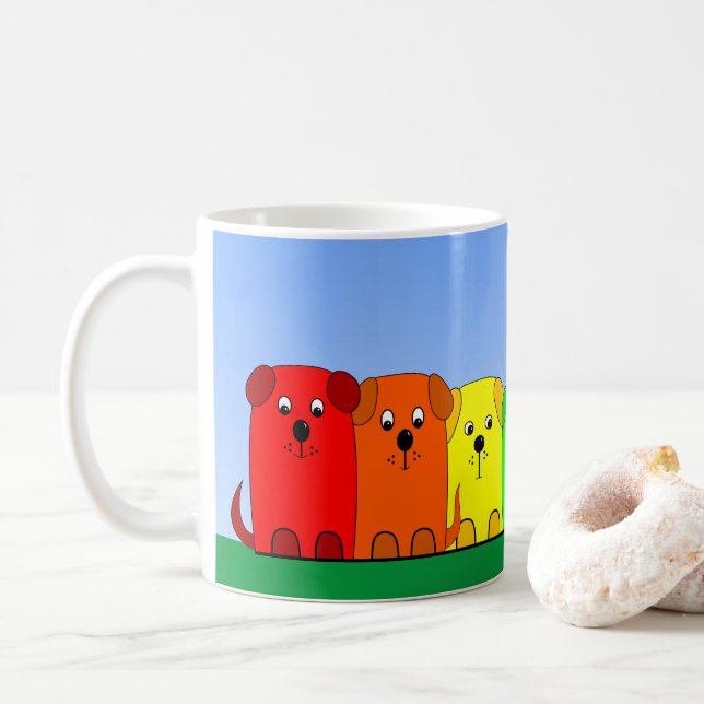 A Rainbow of Puppy Dogs Classic Mug, 325 ml Coffee Mug (With Donut)