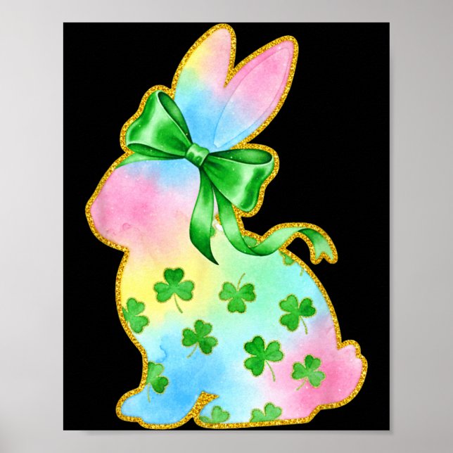 A Rainbow Rabbit With Green Bow And Shamrock St Pa Poster (Front)