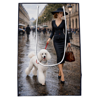 A Rainy Day In Paris, Poodle  Medium Gift Bag