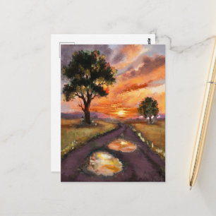 A rainy evening sunset. postcard