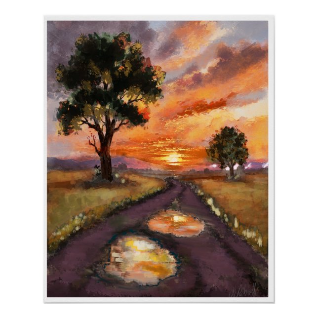 A rainy evening sunset. poster (Front)