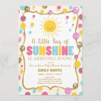 A Ray of Sunshine Baby Shower invitation Pink Blue