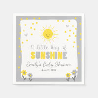 A Ray of Sunshine Baby Shower Paper Napkin Sun