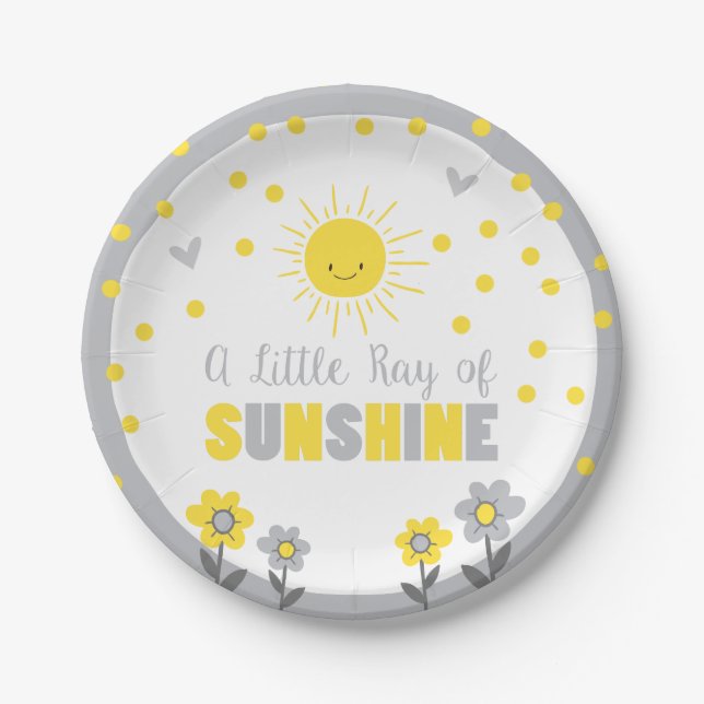 A Ray of Sunshine Baby Shower Paper Plates Summer (Front)